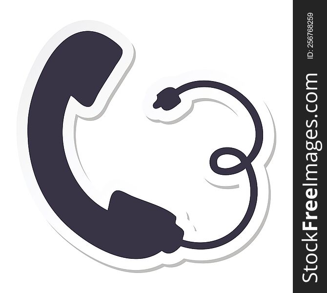 Sticker Of A Cute Cartoon Telephone Receiver