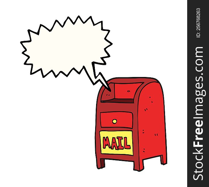 freehand drawn speech bubble cartoon mail box