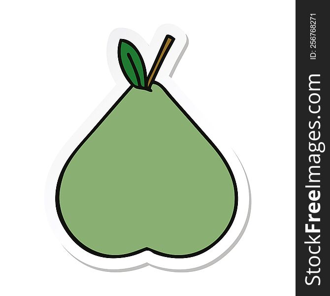 Sticker Of A Cute Cartoon Green Pear