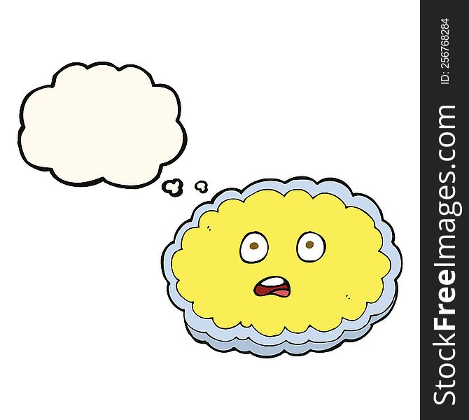 Shocked Cartoon Cloud Face With Thought Bubble