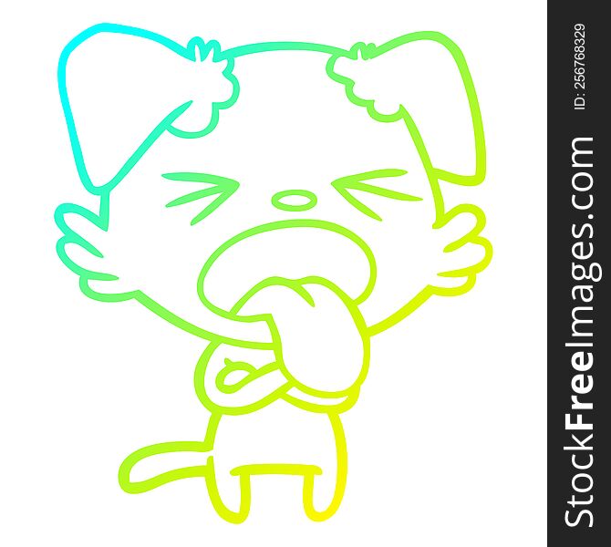 cold gradient line drawing of a cartoon disgusted dog