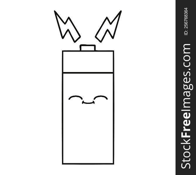 line drawing cartoon of a battery. line drawing cartoon of a battery