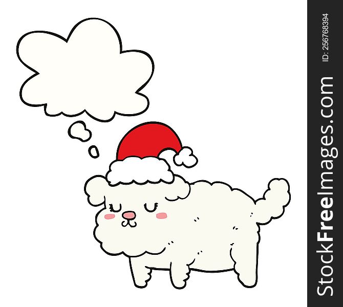 cute christmas dog with thought bubble. cute christmas dog with thought bubble