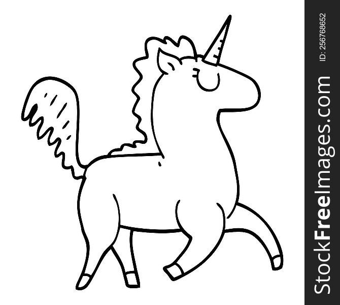 line drawing cartoon unicorn