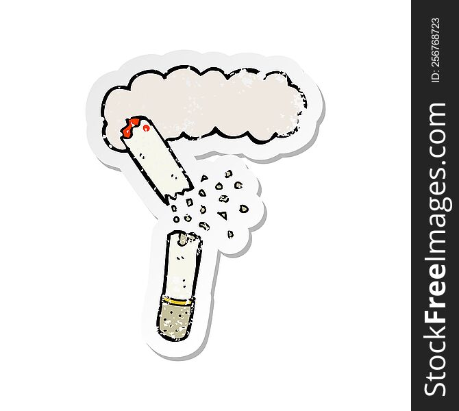 Retro Distressed Sticker Of A Cartoon Broken Cigarette