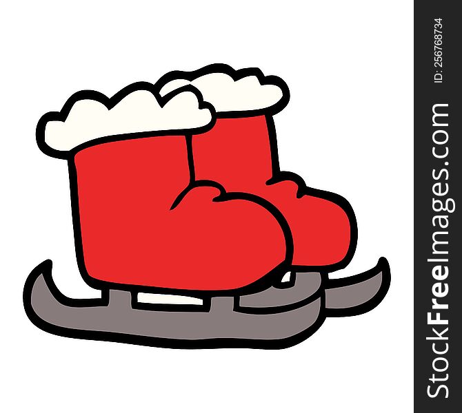 cartoon doodle ice skating boots