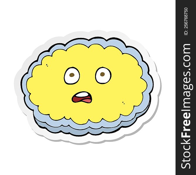 Sticker Of A Shocked Cartoon Cloud Face
