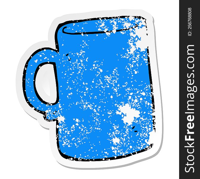 distressed sticker of a cartoon mug