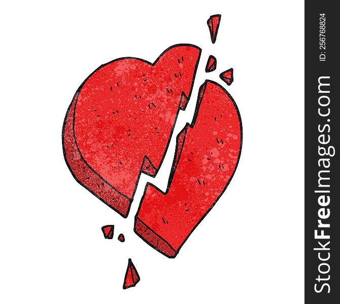 freehand textured cartoon broken heart symbol