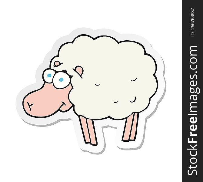 Sticker Of A Funny Cartoon Sheep