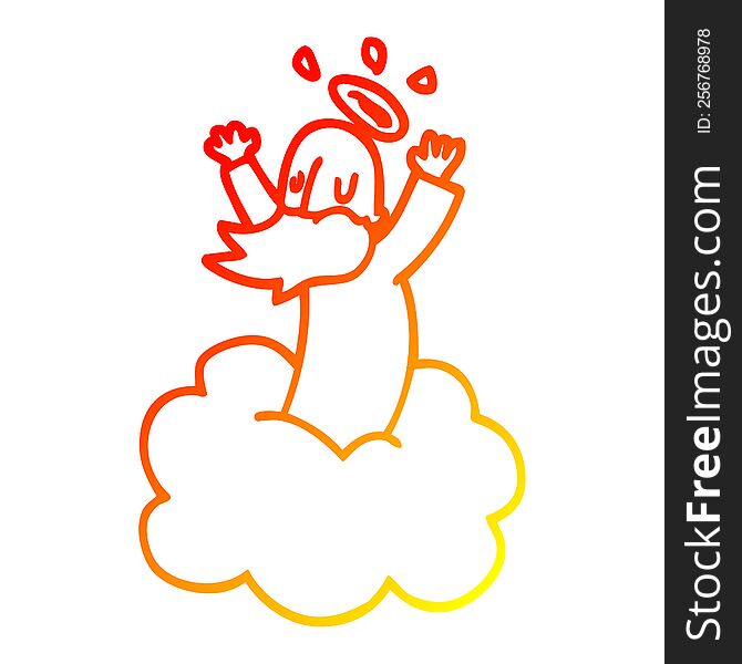 warm gradient line drawing of a cartoon god on cloud