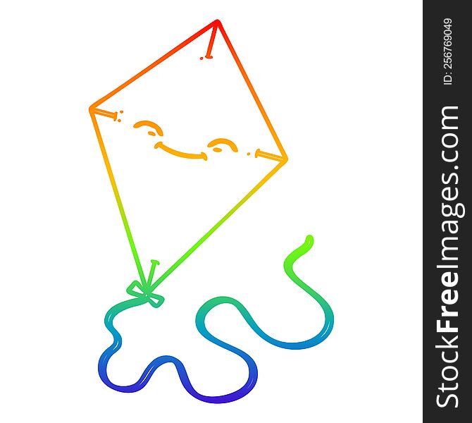 rainbow gradient line drawing of a cartoon kite