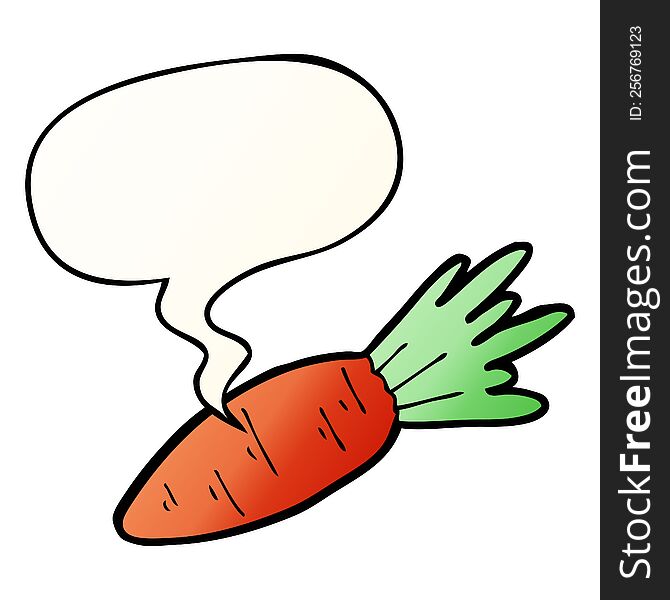 cartoon carrot with speech bubble in smooth gradient style
