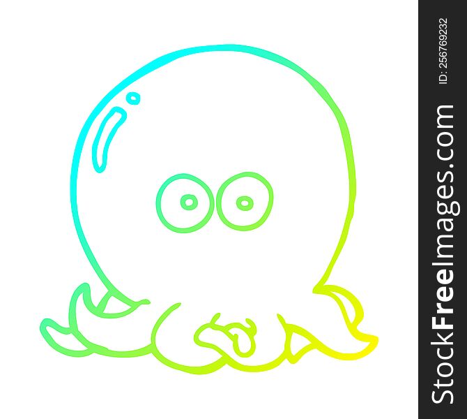 Cold Gradient Line Drawing Cartoon Octopus