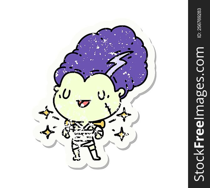 grunge sticker of tattoo style undead zombie bride character