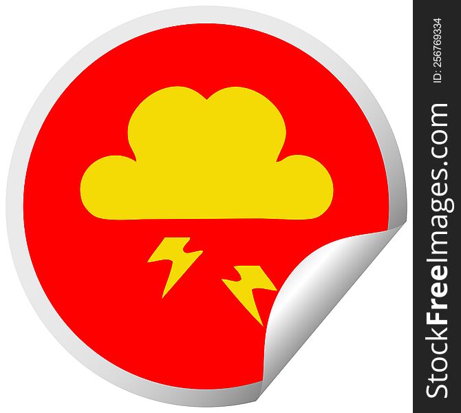 Circular Peeling Sticker Cartoon Thunder Cloud