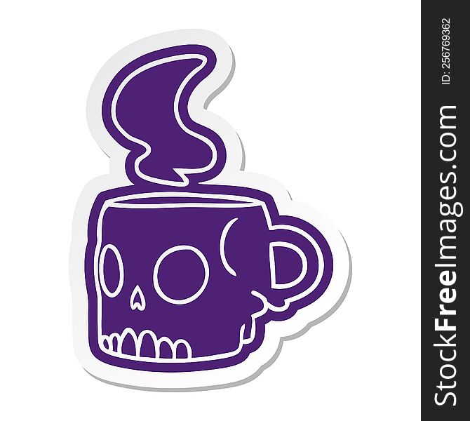 cartoon sticker of a skull mug