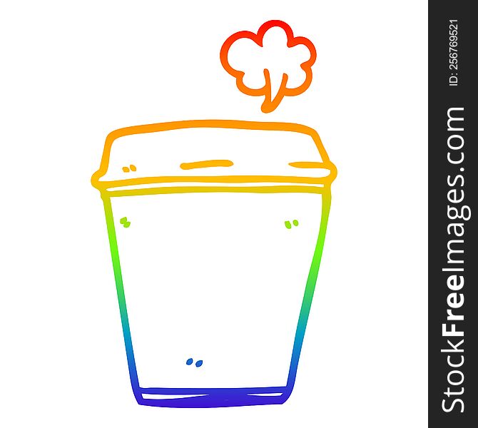 rainbow gradient line drawing cartoon coffee cup
