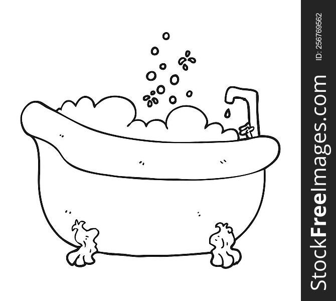 Black And White Cartoon Bath Full Of Water