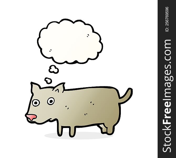 cartoon little dog with thought bubble