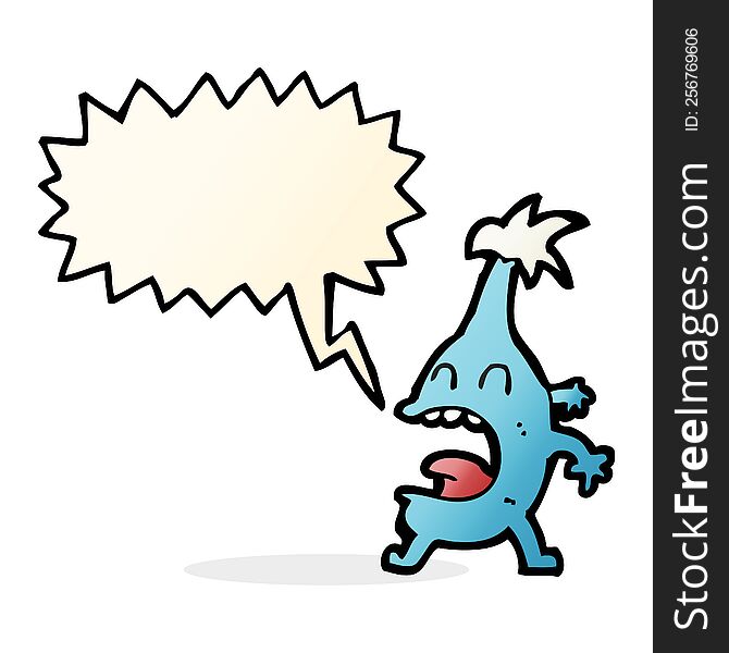 Cartoon Funny Creature With Speech Bubble