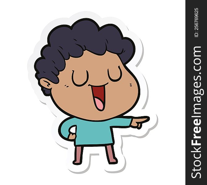 Sticker Of A Laughing Cartoon Man Pointing