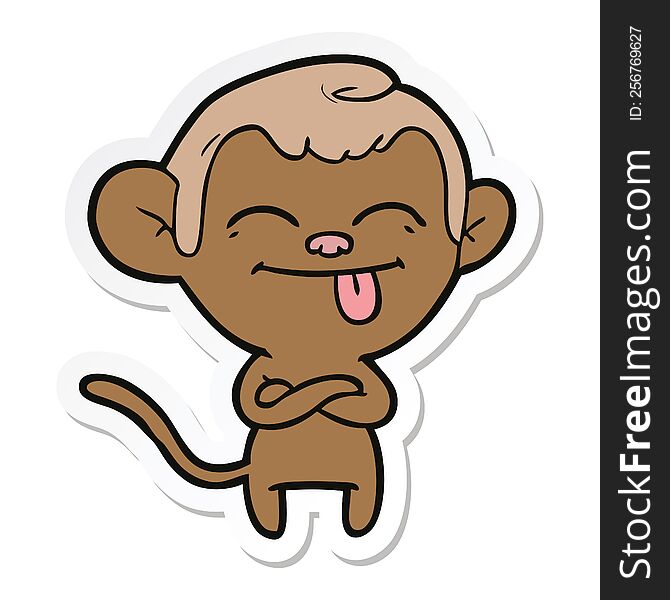 Sticker Of A Funny Cartoon Monkey