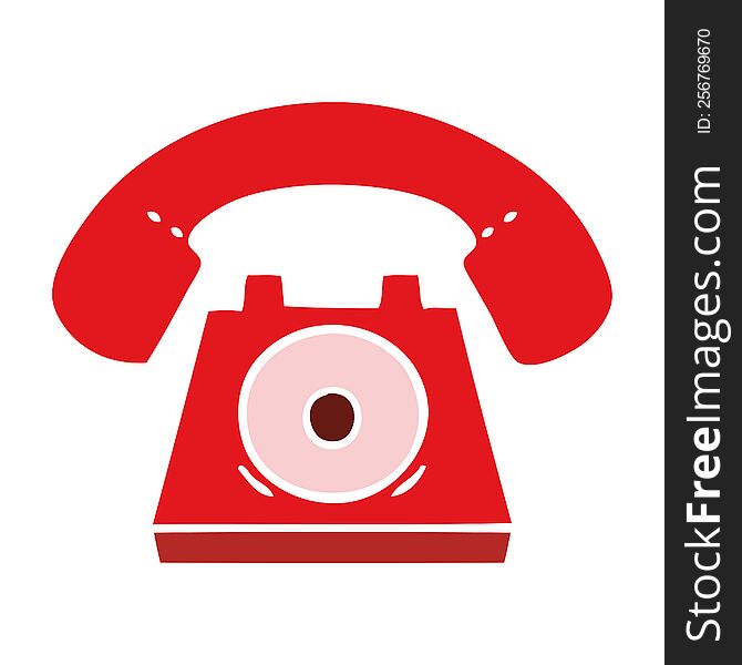 flat color retro cartoon of a red telephone