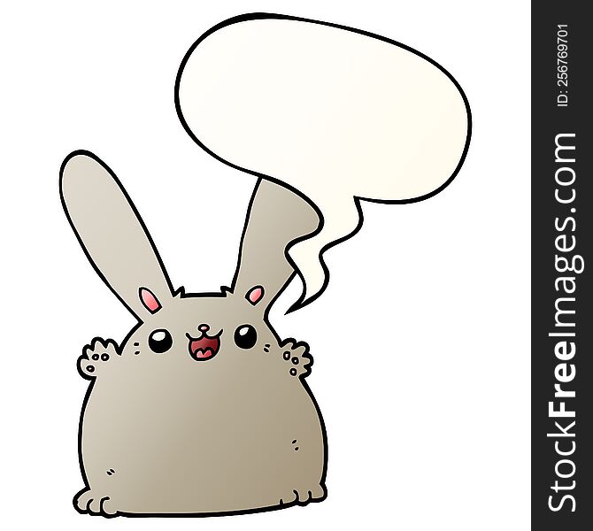 Cartoon Rabbit And Speech Bubble In Smooth Gradient Style