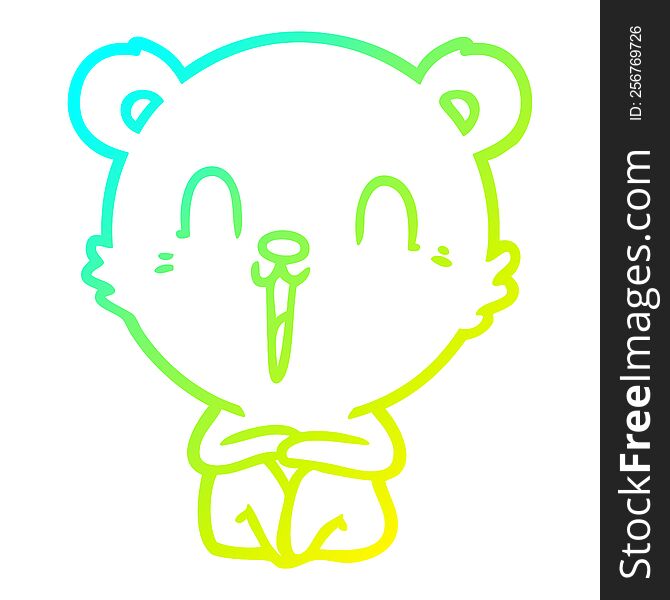 Cold Gradient Line Drawing Happy Cartoon Polar Bear