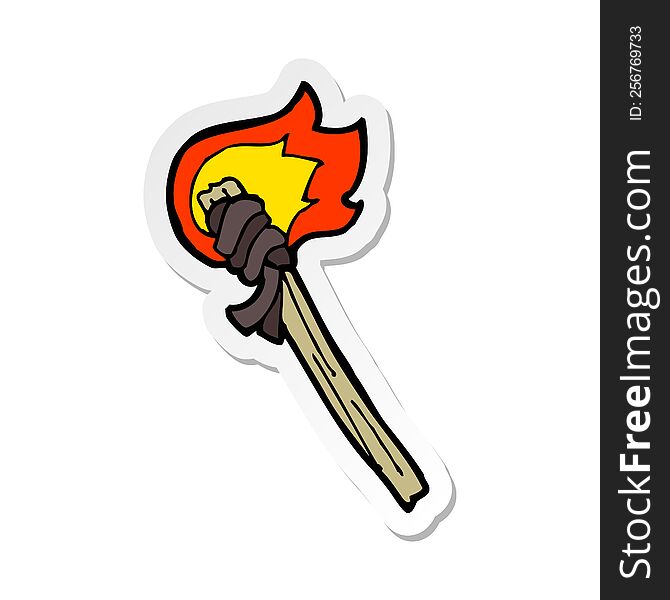 Sticker Of A Cartoon Burning Torch