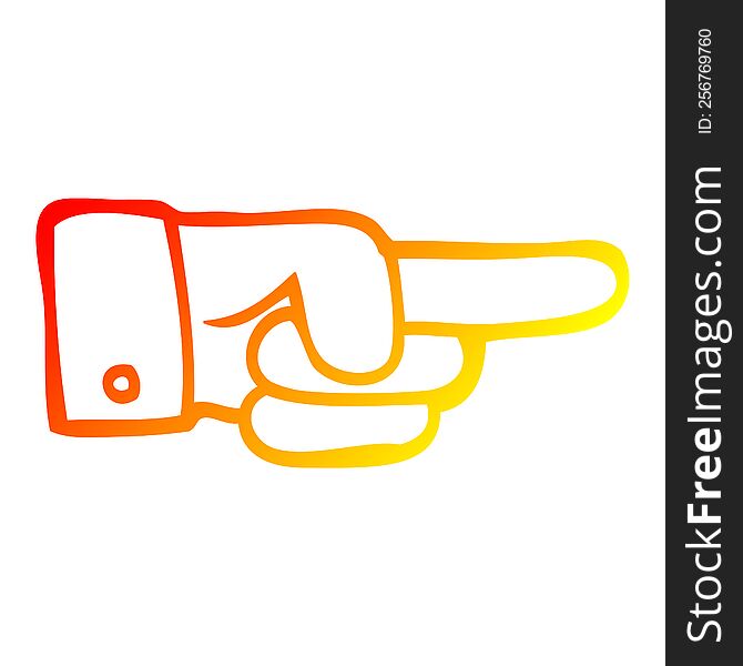 warm gradient line drawing of a cartoon pointing hand