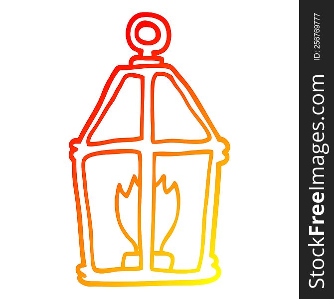 warm gradient line drawing of a cartoon lantern