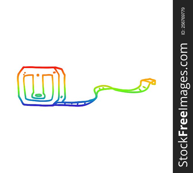 rainbow gradient line drawing of a cartoon tape measure