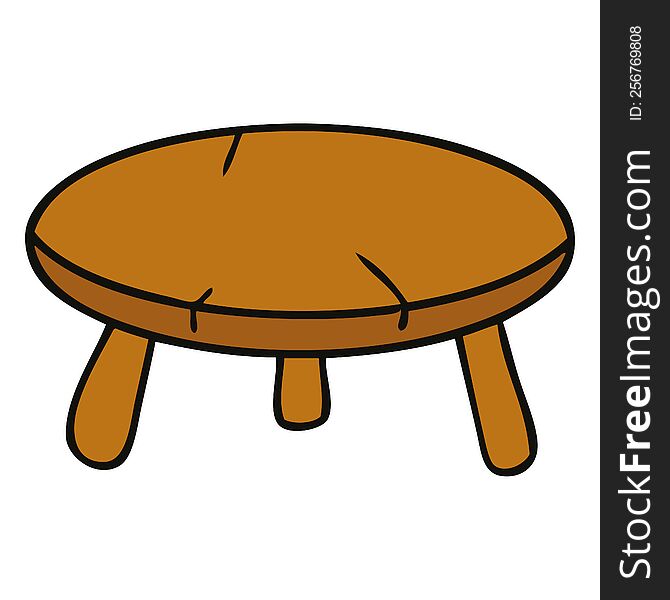 Cartoon Doodle Of A Wooden Stool