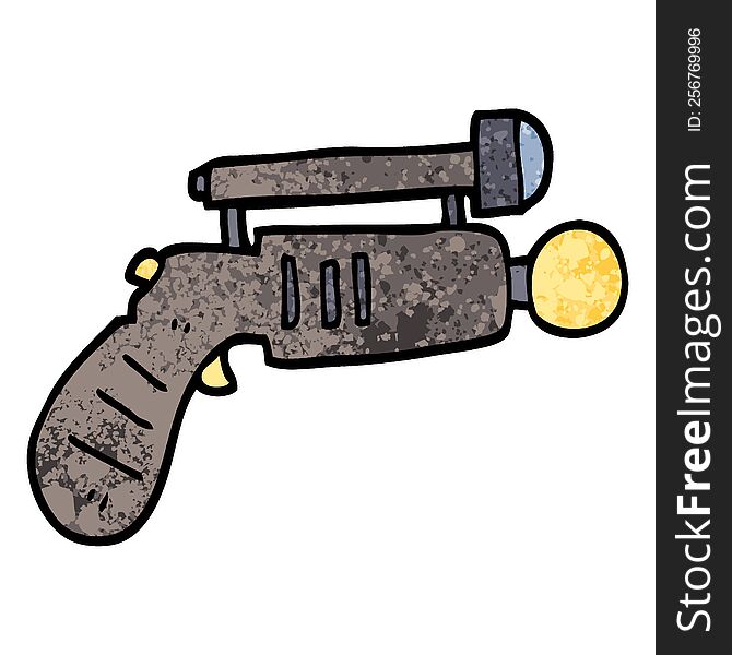 grunge textured illustration cartoon ray gun