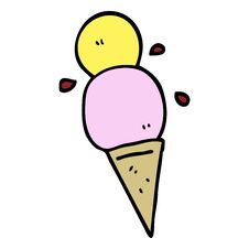 Hand Drawn Doodle Style Cartoon Ice Cream Cone Stock Image