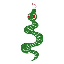 Cartoon Doodle Green Snake Stock Images