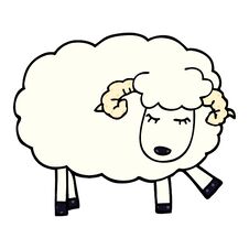 Cartoon Doodle Cute Sheep Stock Photography