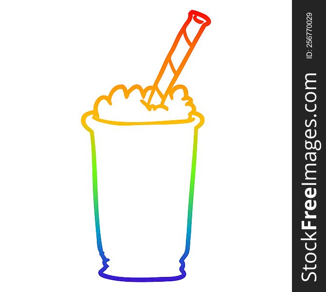 rainbow gradient line drawing of a milkshake
