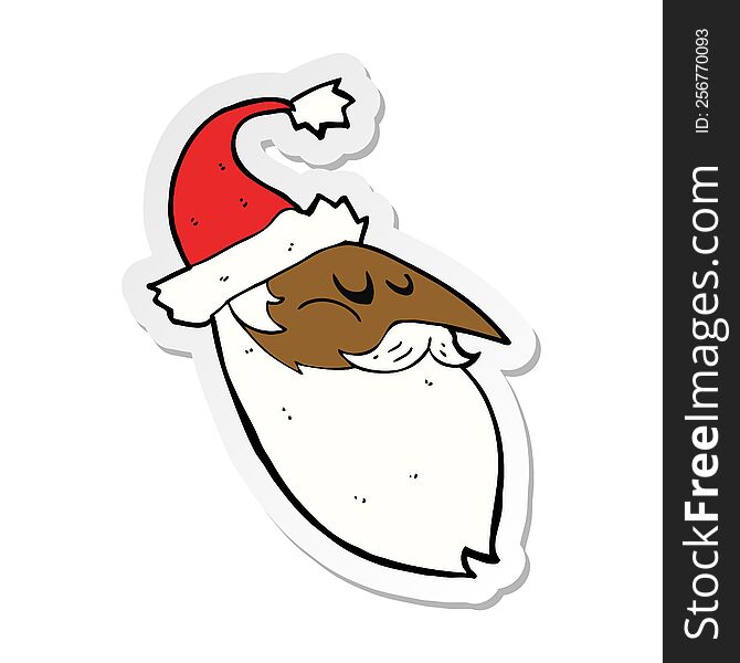 Sticker Of A Cartoon Santa Face