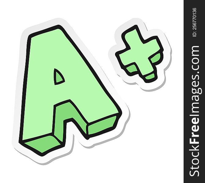 sticker of a cartoon A grade symbol