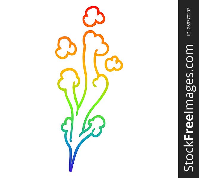 rainbow gradient line drawing of a cartoon whooshing cloud