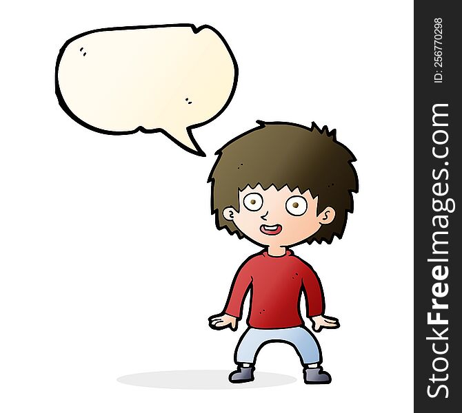 Cartoon Excited Boy With Speech Bubble