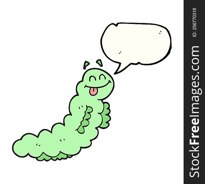 freehand drawn speech bubble cartoon caterpillar