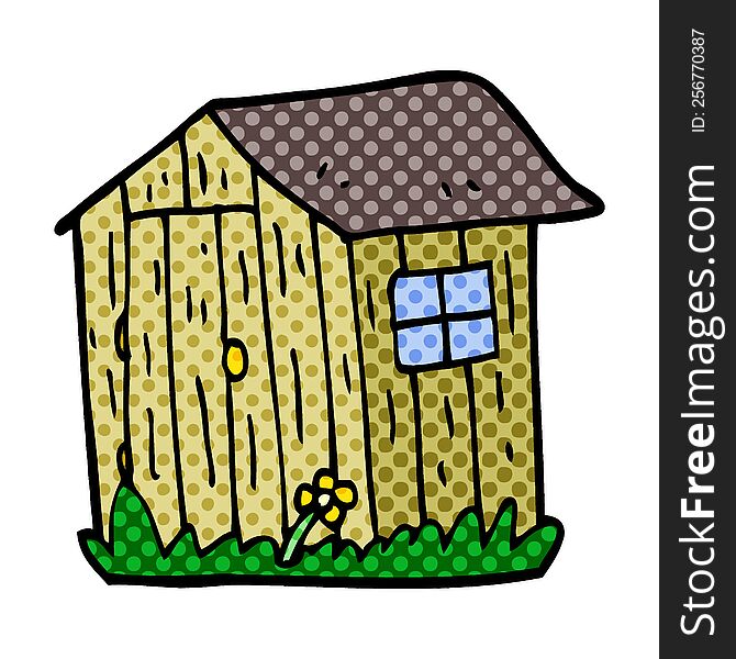 cartoon doodle wooden shed