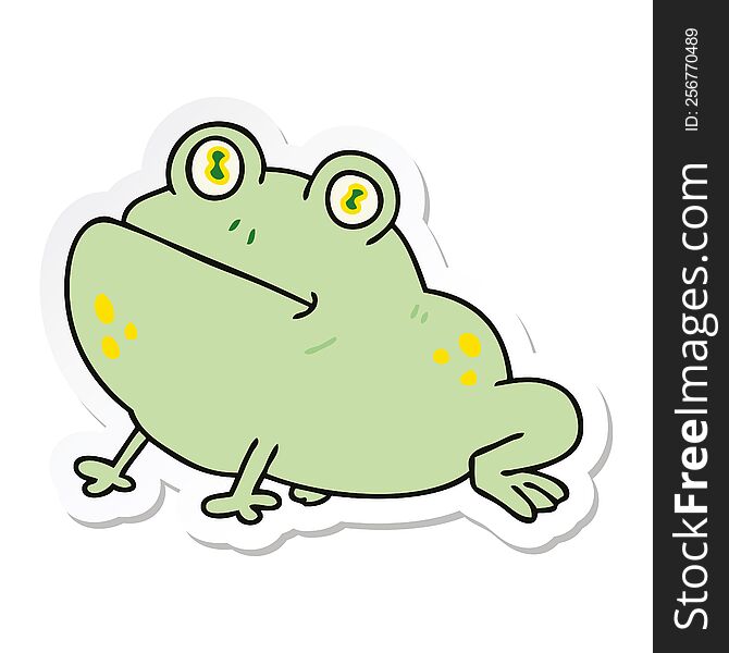 sticker of a quirky hand drawn cartoon frog