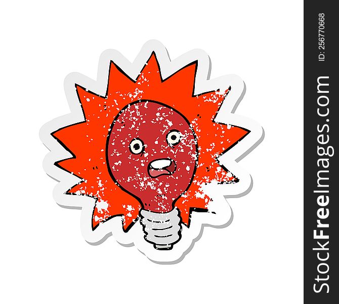 retro distressed sticker of a cartoon red lightbulb