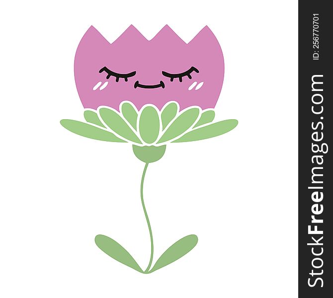 flat color retro cartoon of a flower