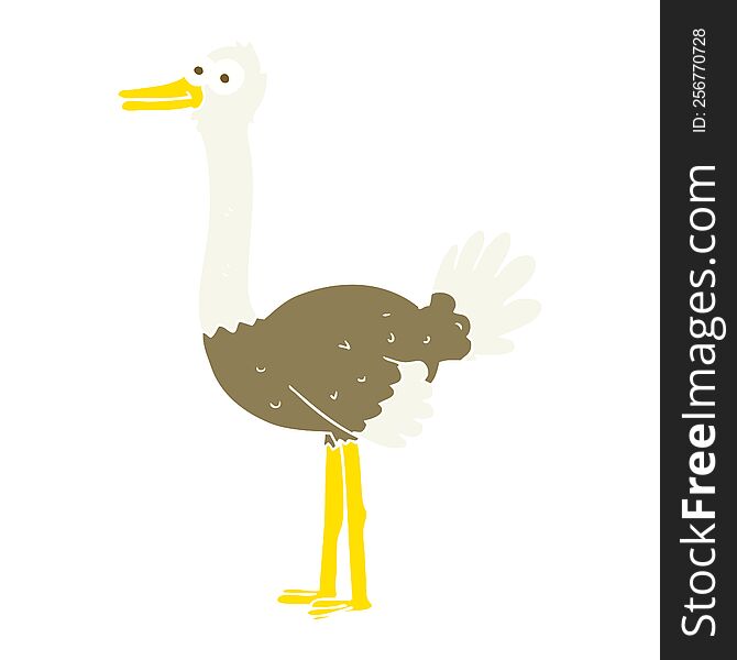 Flat Color Illustration Of A Cartoon Ostrich